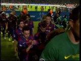 BARCELONA full celebration and lifting the CHAMPIONS LEAGUE cup full show