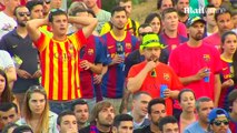 Barcelona fans celebrating 1-0 lead at halftime