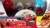 Surprise Eggs Unboxing Kinder Disney Pixar Cars 2 Lightning Mcqueen Angry Birds,Spiderman