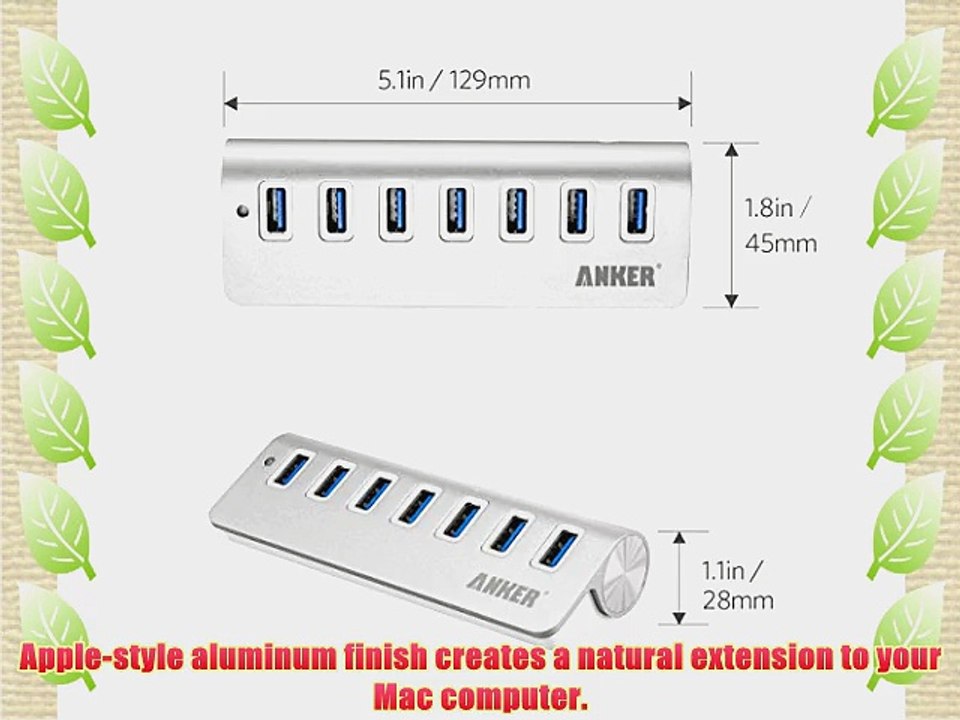 Anker USB 3.0 7-Port Portable Aluminum Hub with 5V 4A Power Adapter and 3.3-Foot USB 3.0 Cable