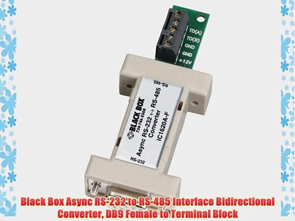 Black Box Async RS-232 to RS-485 Interface Bidirectional Converter DB9 Female to Terminal Block