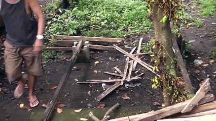 Preparing the lechon baboy (roast pig)