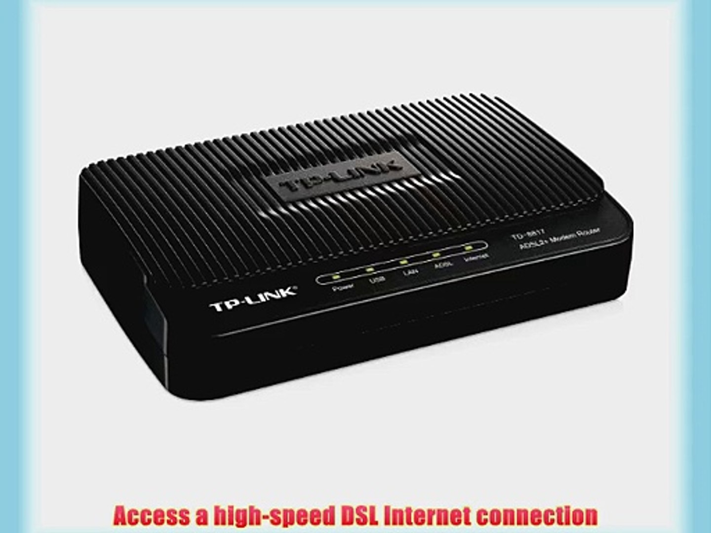 TP-LINK TD-8817 ADSL2 Modem 1 RJ45 1 USB Port Bridge Mode NAT Router Annex  A ADSL Splitter - video Dailymotion