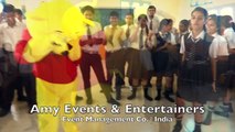 Cartoon Caracter for Birthday & Kids Parties in Chandigarh Panchkula winni the pooh dance with School Girls | Amy Events