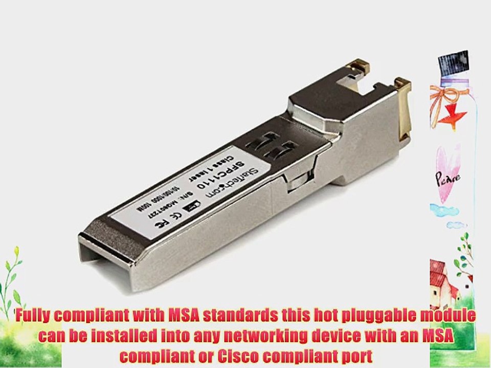 StarTech.com Cisco Compatible Gigabit RJ45 Copper SFP Transceiver Module Mini-GBIC - 10/100/1000Base-T