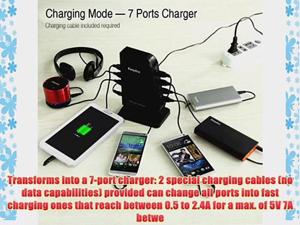 EasyAcc? Superspeed USB Hub USB 3.0 Hub 7 Port Charging Station Hub with 2 BC 1.2 Smart USB