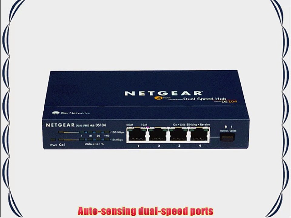Netgear DS104 4-Port 10/100 Dual Speed Hub with Uplink Button