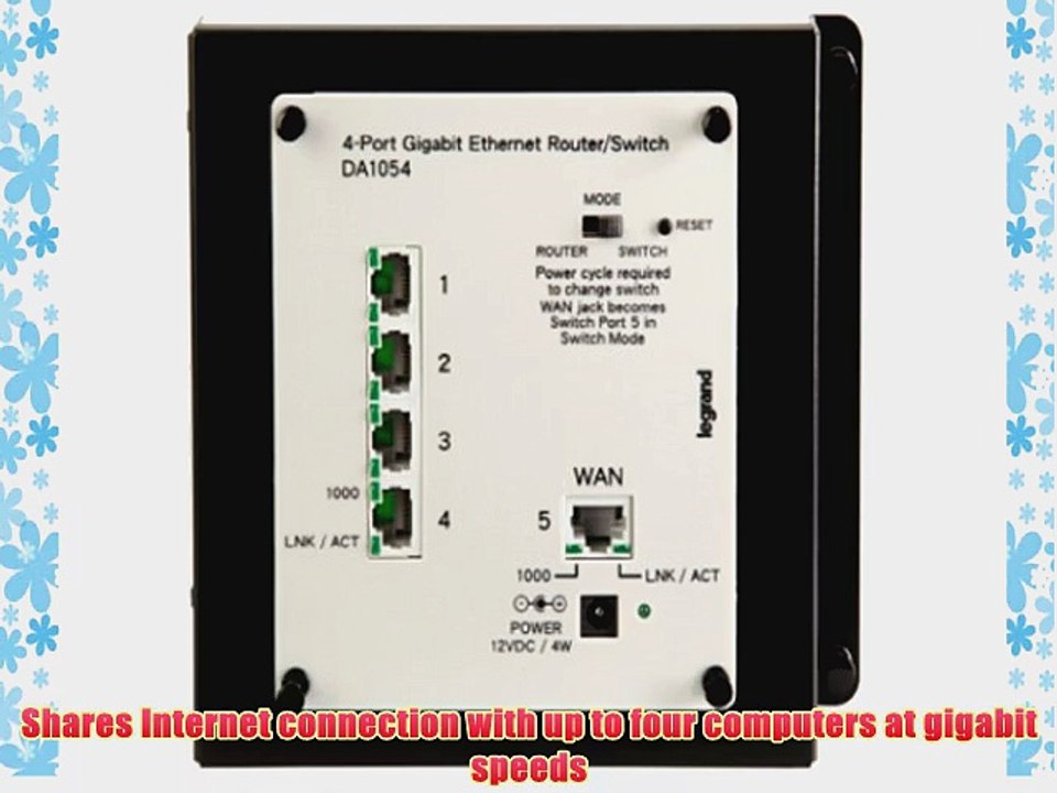OnQ/Legrand DA1054 4Port Gigabit Router/Switch Platinum Grey