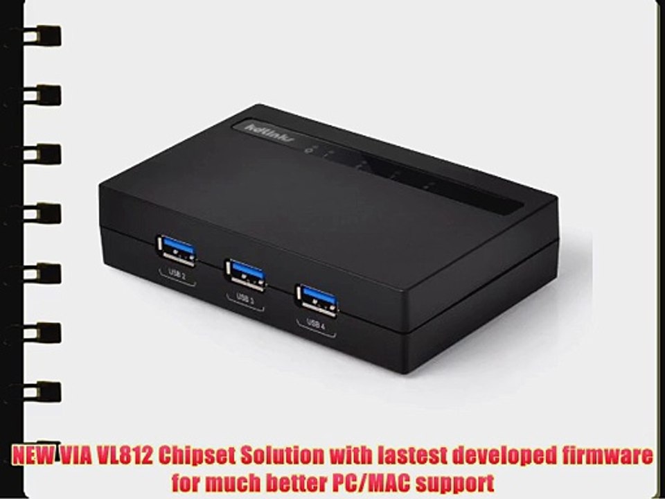 KDLINKS? Super Speed USB 3.0 5Gbps 4 Ports Hub w/ Power Adapter (VIA VL812 Chipset - USB 2.0