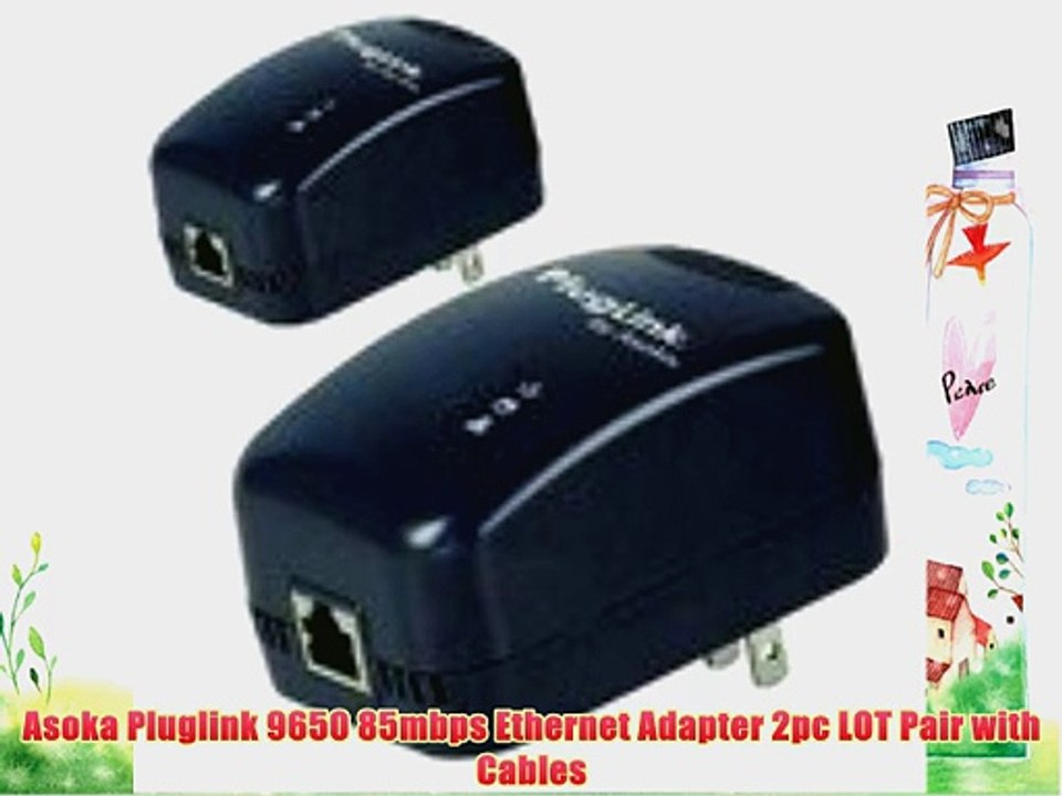 Asoka Pluglink 9650 85mbps Ethernet Adapter 2pc LOT Pair with Cables ...