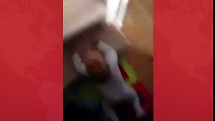 Baby stunt on home ladder