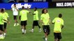 Robinho and David Luiz rehearse "secret" handshake celebration