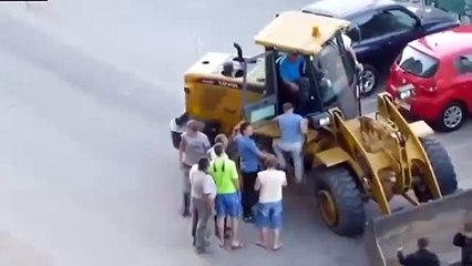 Drunk Russian Man + Bulldozer = Disaster