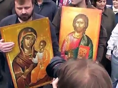 Kosovo is Servie demonstratie in Den Haag 24-02-2008