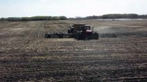Versatile 550 4wd tractor seeding with Seedmaster drill in Saskatchewan