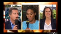 Serena Williams France 3 interview & drinking champagne with Justine Henin after French Open 2015