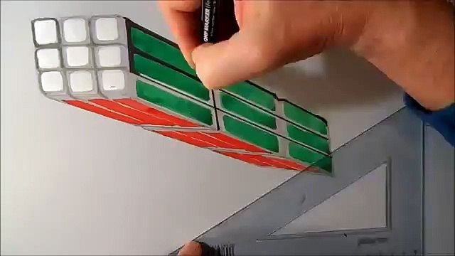 Video Anamorphic Illusion, Drawing Levitating 3D Rubik's Cube