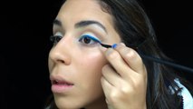 Colorful Makeup | Blue Winged Eyeliner & Hot Pink Lips