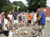 Recycling melting aluminum Charlottesville Community Bikes