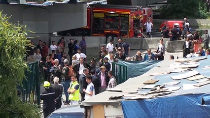 Incendie du camp de Roms au rond point Pasteur à Lille