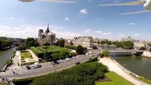 Drone footage of Notre Dame de Paris and Love Lock Bridge