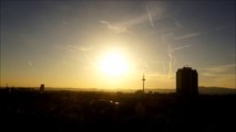 Timelapse Sunset Frankfurt Airplain Traffic Contrails