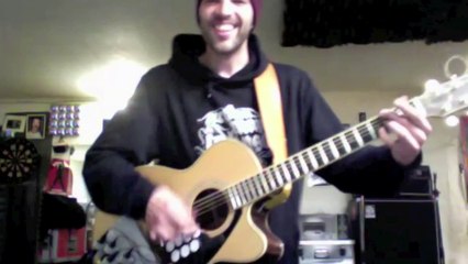 Guy with drums on his guitar made a cover of AC/DC, and it's insane!
