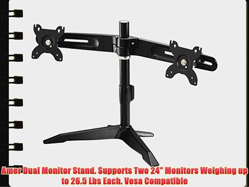 Amer Dual Monitor Stand. Supports Two 24 Monitors Weighing up to 26.5 Lbs Each. Vesa Compatible