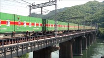 JR貨物　鉄橋を往く長大編成貨物列車No.1　JR山陽本線　吉井川橋梁