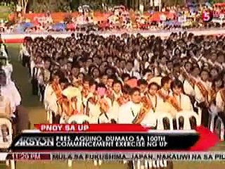 AQUINO'S SPEECH IN U.P. DISRUPTED BY PROTEST - RESPONSIBLE PARENTHOOD LAW PUSHED!