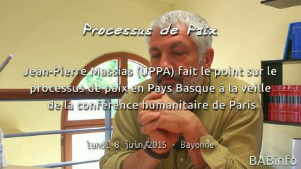 JP Massias fait le point sur le processus de paix en Pays Basque avant la conférence de Paris