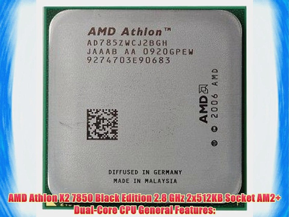 AMD Athlon X2 7850 Black Edition 2.8GHz 2x512KB Socket AM2 Dual-Core ...