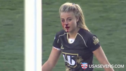 Rugby 7: Gerogia Page breaks his nose, gets up and plate two opponents