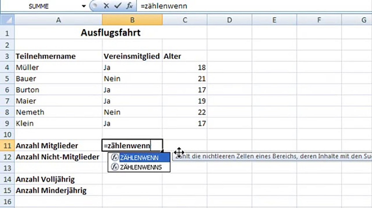 Excel: Zählenwenn-Funktion leicht erklärt
