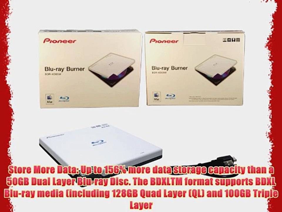 Pioneer BDR-XD05W External Slim Portable Blu-ray BDXL BD DVD CD Burner Writer Drive