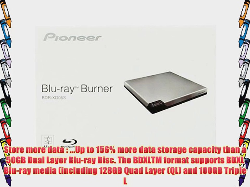 Pioneer BDR-XD05S 6X Slim Portable External Blu-ray BDXL DVD CD Burner Writer Drive Retail