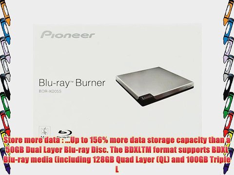 Pioneer BDR-XD05S 6X Slim Portable External Blu-ray BDXL DVD CD Burner Writer Drive Retail
