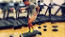 Kevin-Prince Boateng puts in a workout session in the gym