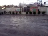 Fuerte lluvia en terminal de autobuses de Tecamachalco, Puebla