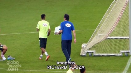 Neymar scores from behind the goal in Brazil training 2015