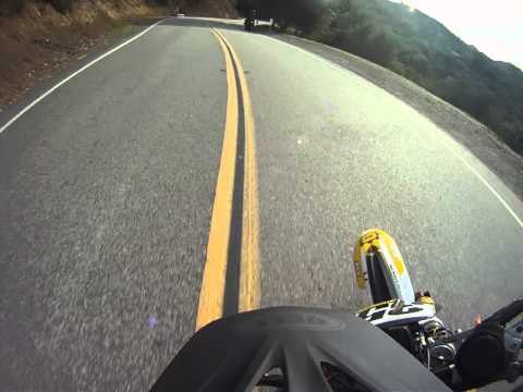 (UNEDITED) HUSQVARNA 450 SMR FOLLOWING JOE THE STUNTMAN ON MULHOLLAND HIGHWAY