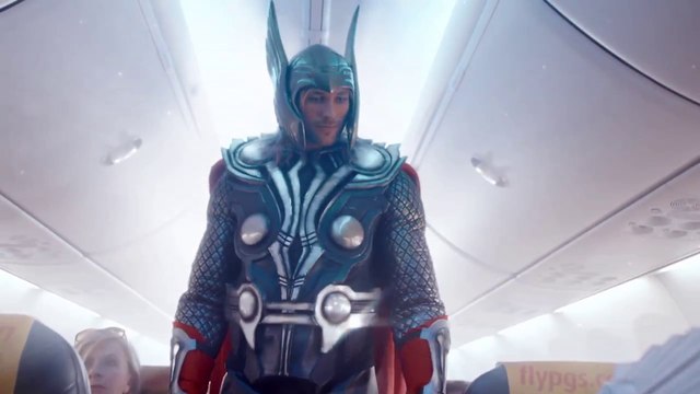 Pegasus Airlines Pre-Flight Safety Video With Marvel Heroes Thor, Iron Man, Captain America, Black Widow, Hawkeye, Loki and Odin