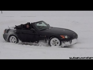 Topless Snow Fun in an S2000!
