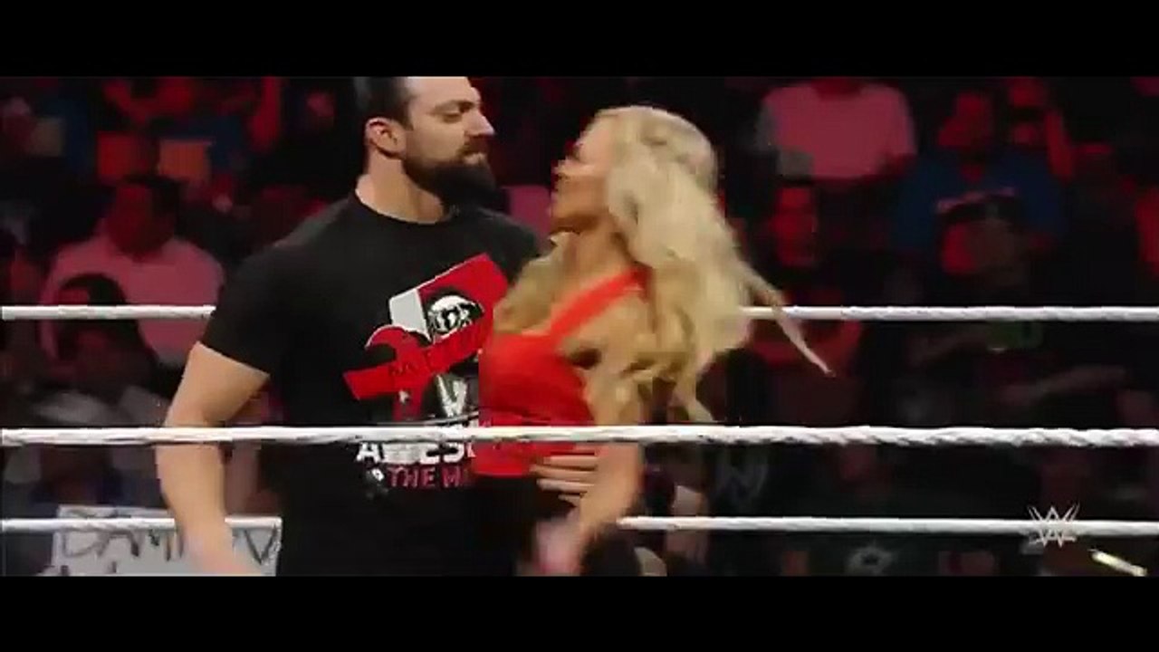 Damien-MizDow Kiss summer-rae on Smackdown - 4-9-15 - WWE