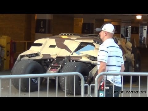 Tumbler and Bomb Truck Patrolling Gotham (Filming The Dark Knight Rises)