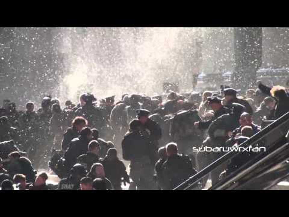 Batman and Bane Fighting at City Hall (Filming The Dark Knight Rises)