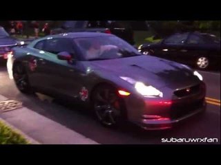 Gray GT-R with aftermarket exhaust at Virginia Tech