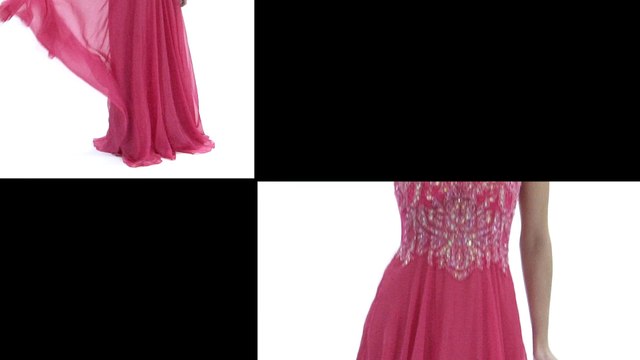Sleeveless Beaded Bodice Coral Prom Dress eDressit