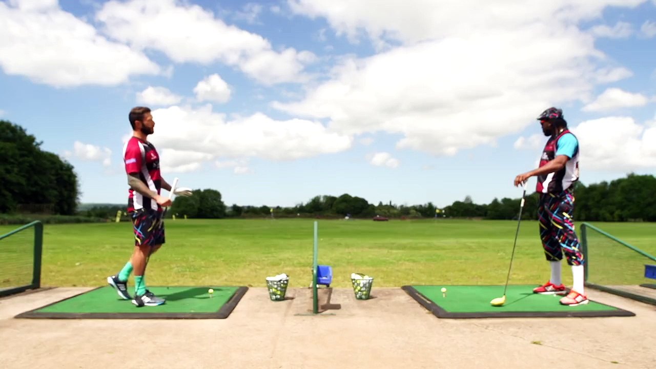 Chris Gayle hitting hard in Golf Gayle hits a golf ball 175 yards